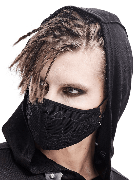 Gothic Spiderweb Face Mask / Black Breathable Mask with Adjustable Straps