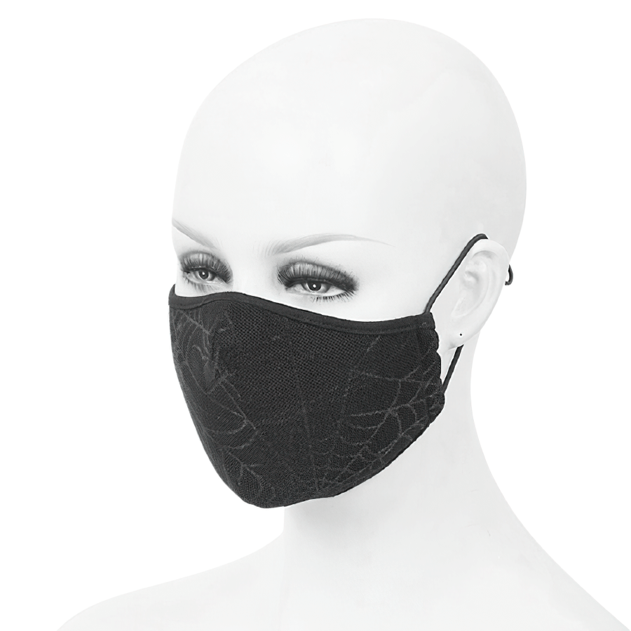 Gothic Spiderweb Face Mask / Black Breathable Mask with Adjustable Straps