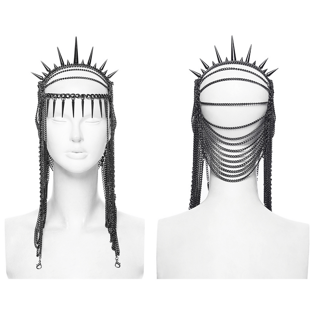 Gothic Spiked Chain Headpiece with Punk Thorn Design