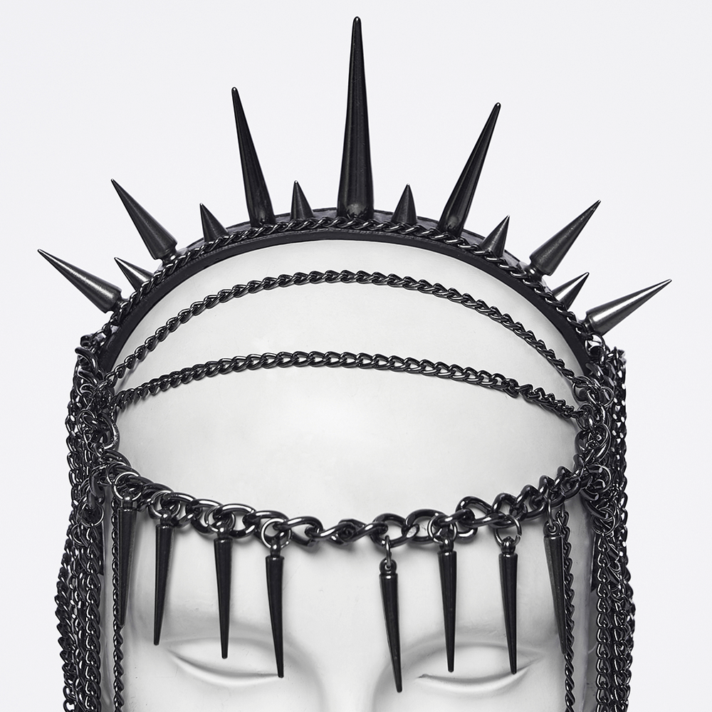 Gothic Spiked Chain Headpiece with Punk Thorn Design
