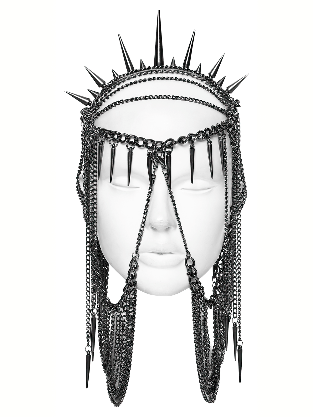 Gothic Spiked Chain Headpiece with Punk Thorn Design