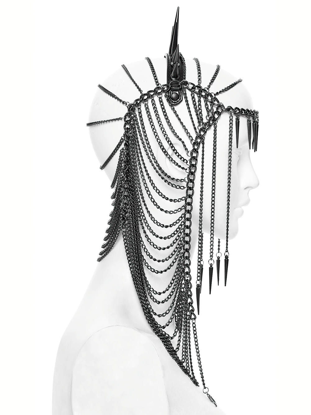 Gothic Spiked Chain Headpiece with Punk Thorn Design