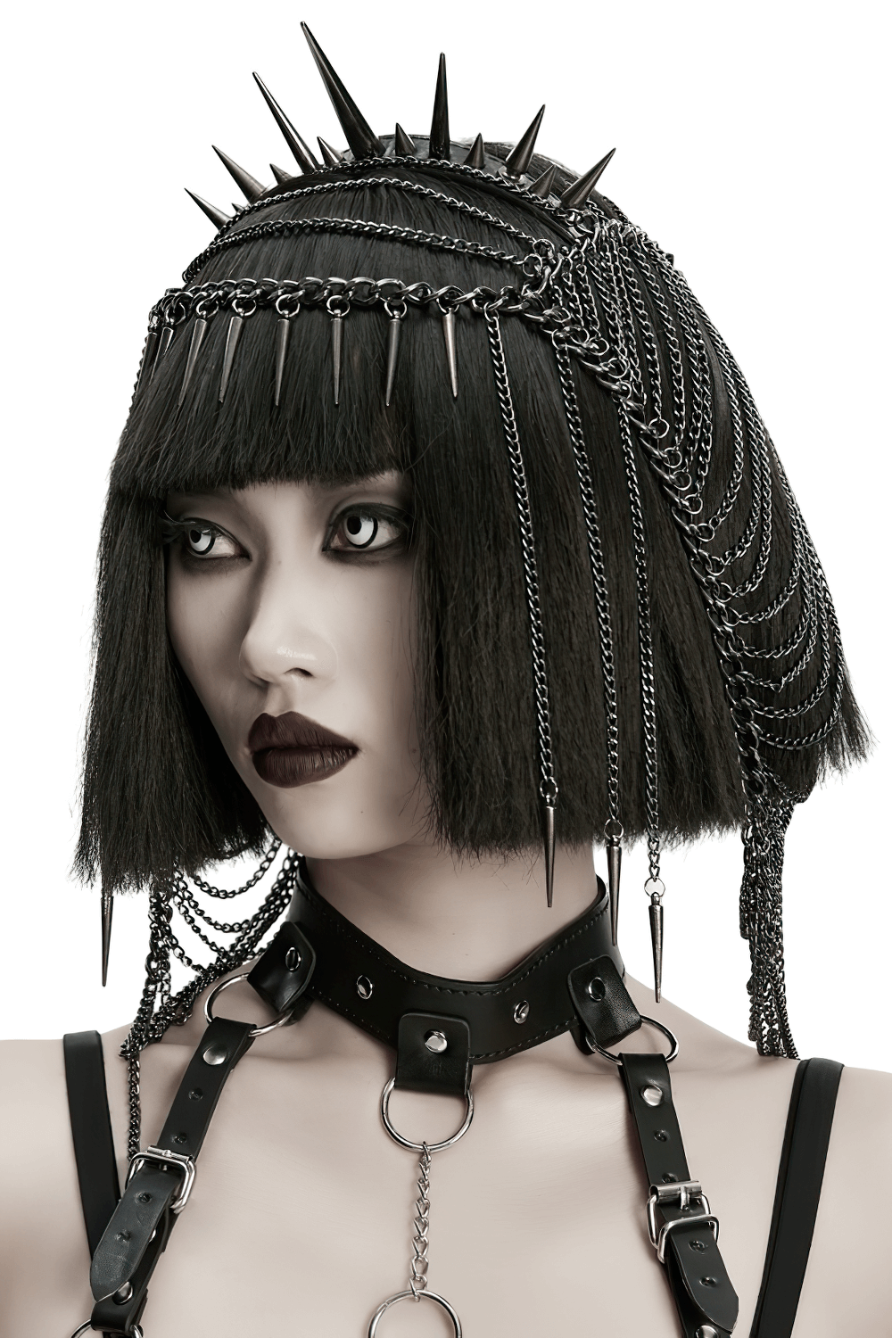 Gothic Spiked Chain Headpiece with Punk Thorn Design