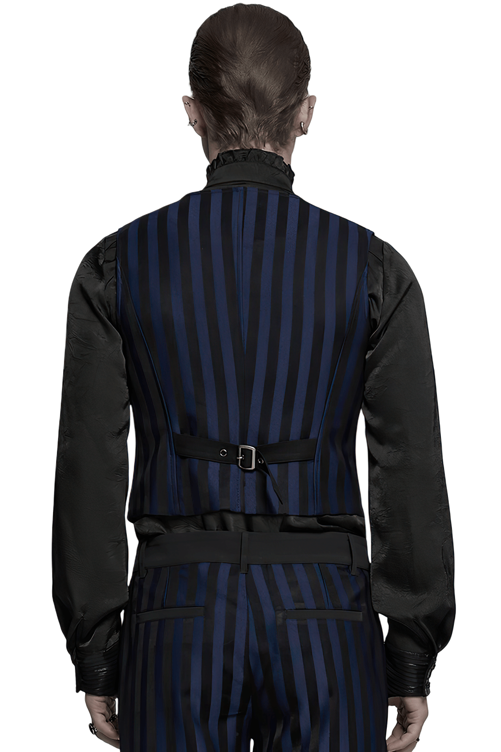 Gothic Steampunk Striped Vest with Carved Buttons