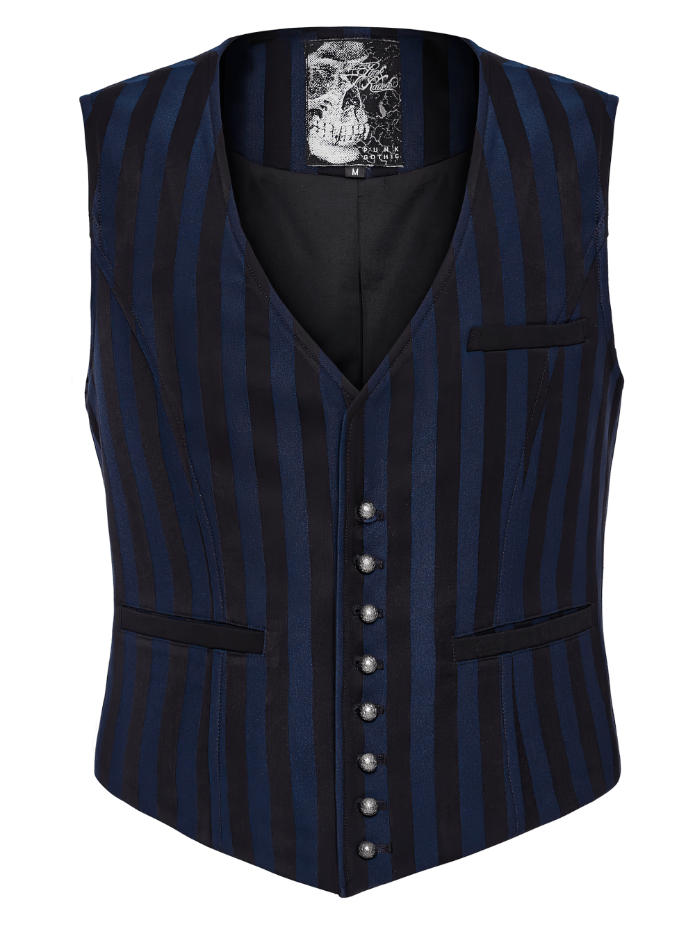 Gothic Steampunk Striped Vest with Carved Buttons