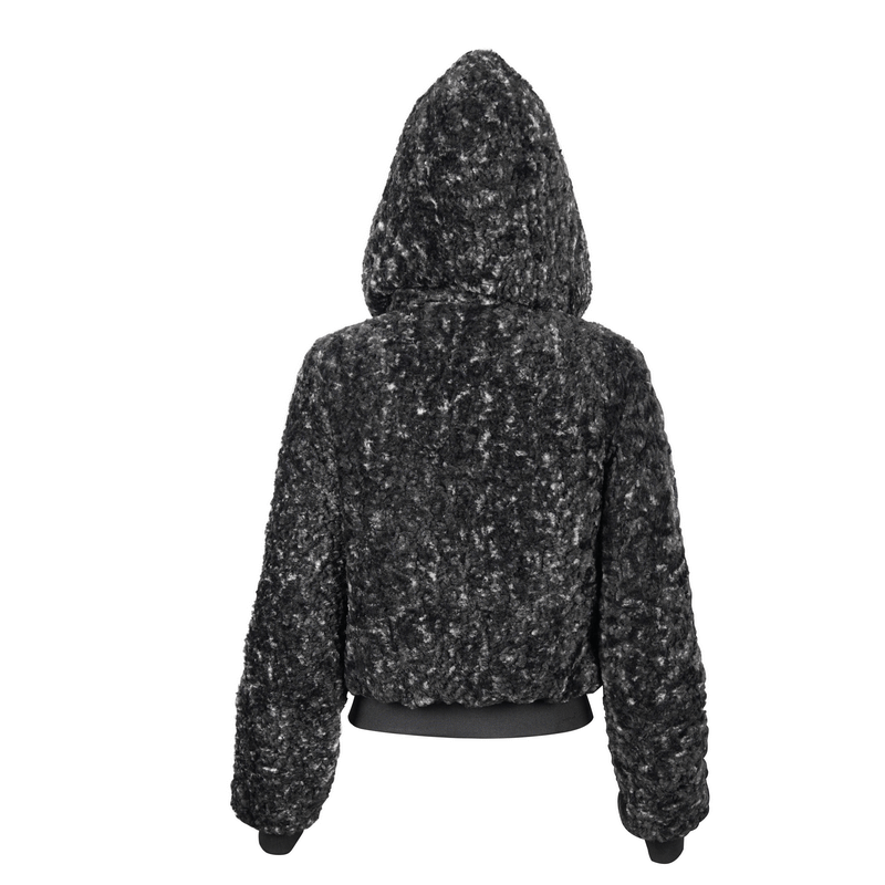 Gothic Strappy Splice Short Jacket with Hood / Women's Zipper Warm Jackets