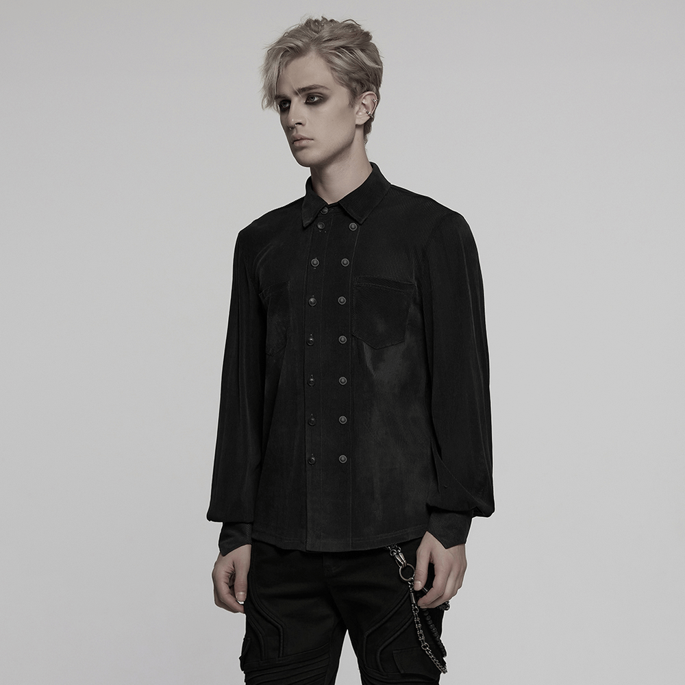Gothic Striped Mesh Buttoned Shirt for Alternative Fashion