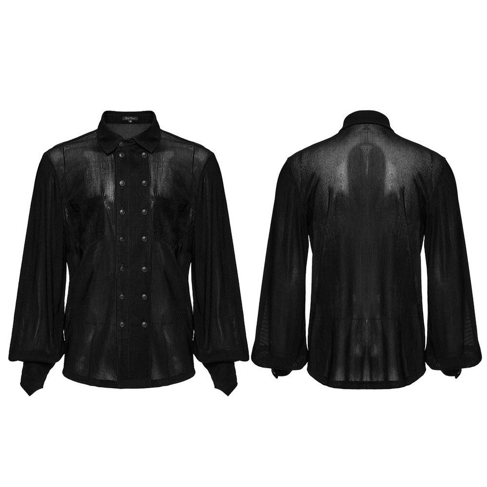 Gothic Striped Mesh Buttoned Shirt for Alternative Fashion