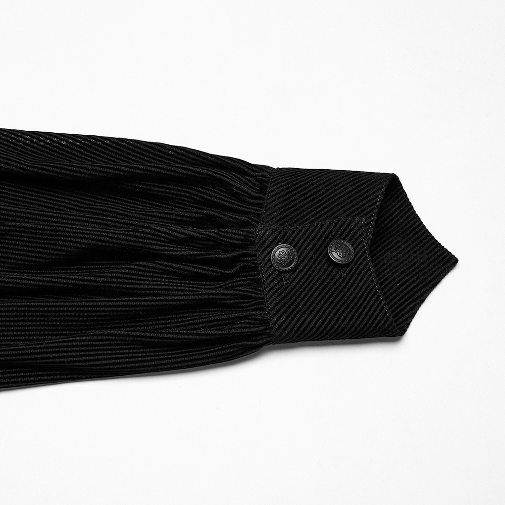 Gothic Striped Mesh Buttoned Shirt for Alternative Fashion