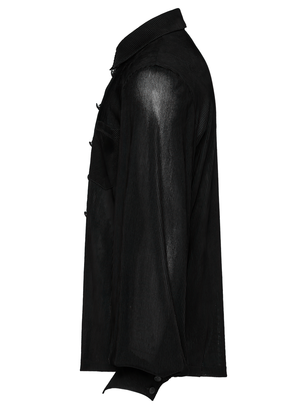 Gothic Striped Mesh Buttoned Shirt for Alternative Fashion