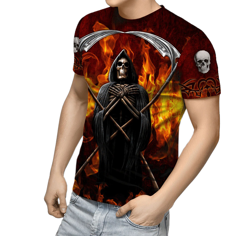 Gothic Style 3D Print T-shirt for Men / Alternative Fashion Short Sleeve T-shirts with Demon