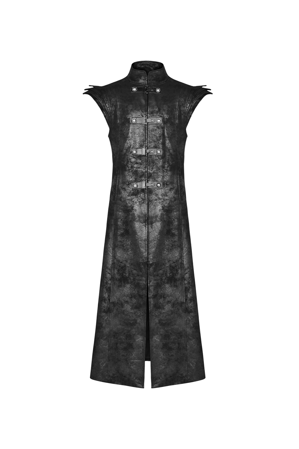 Gothic Style Black Leather Buckle Long Cape for Men