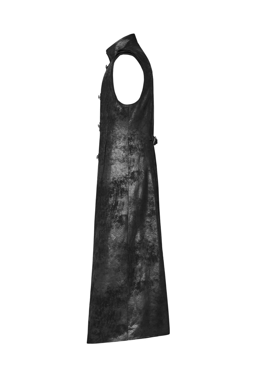 Gothic Style Black Leather Buckle Long Cape for Men