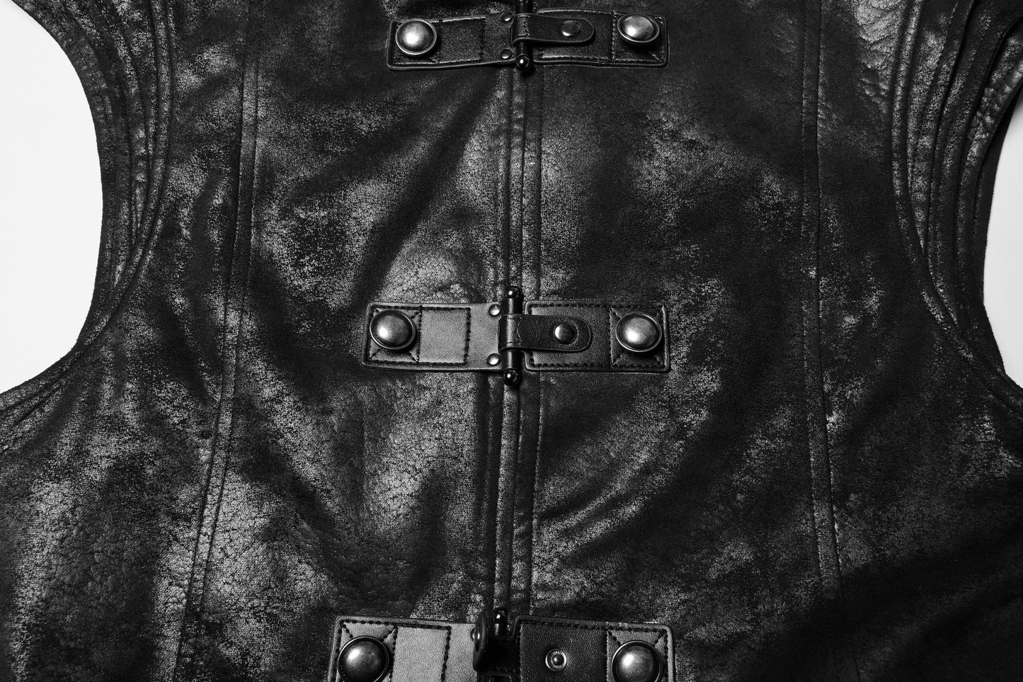 Gothic Style Black Leather Buckle Long Cape for Men