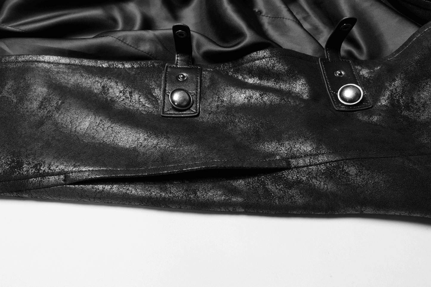 Gothic Style Black Leather Buckle Long Cape for Men