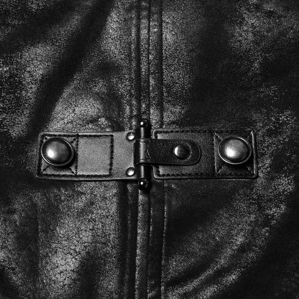 Gothic Style Black Leather Buckle Long Cape for Men