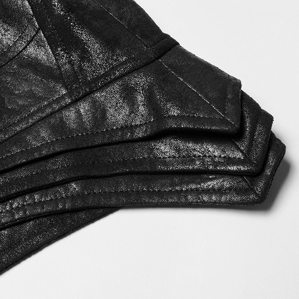 Gothic Style Black Leather Buckle Long Cape for Men