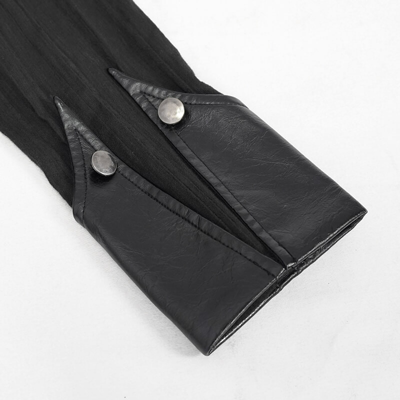 Gothic Style Female Shirt Dress with Lapel / Punk Rock Black Long Blouse for Women