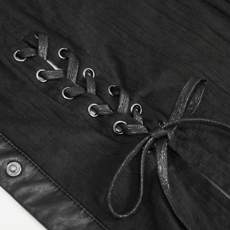 Gothic Style Female Shirt Dress with Lapel / Punk Rock Black Long Blouse for Women