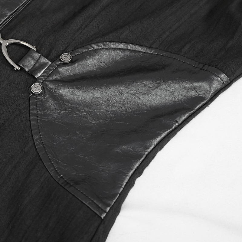 Gothic Style Female Shirt Dress with Lapel / Punk Rock Black Long Blouse for Women