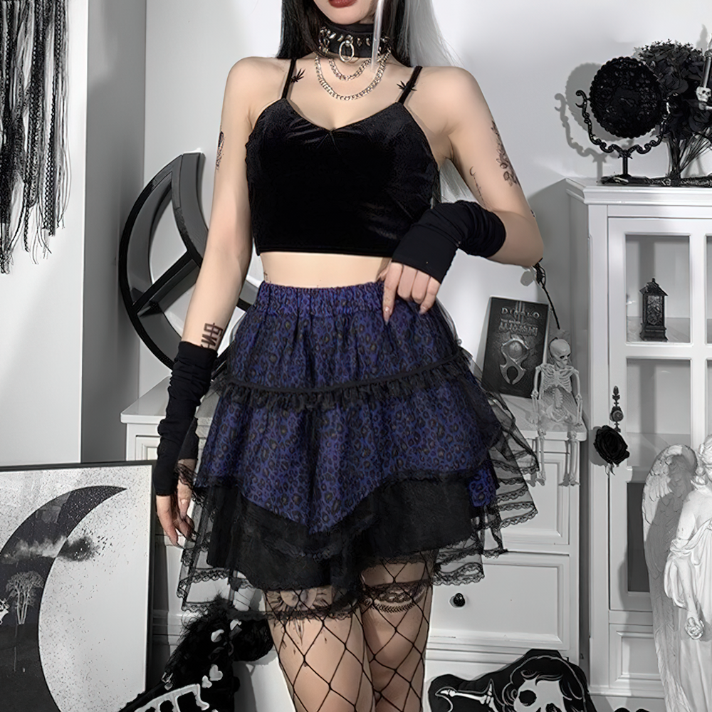 Gothic Style Female Skirt / Sexy Women's Short Skirt / Women's Elegant Skirt For Girl With Lace