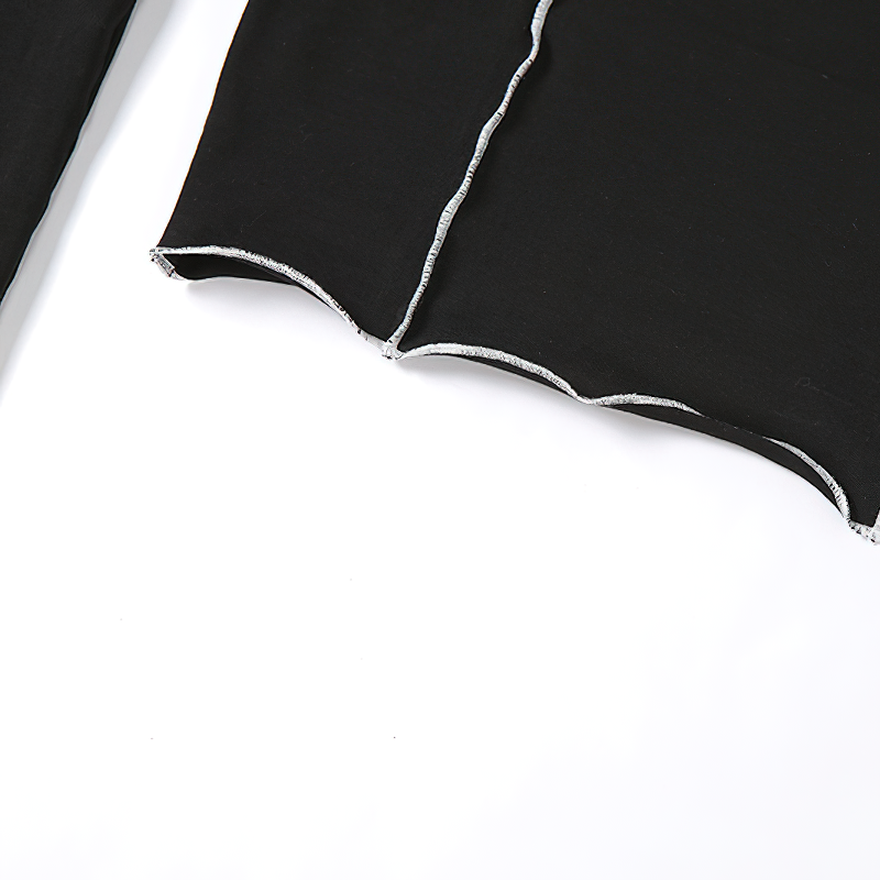 Gothic Style Hollow Out Sleeve Crop Top / Cool Women's Black Short Tee