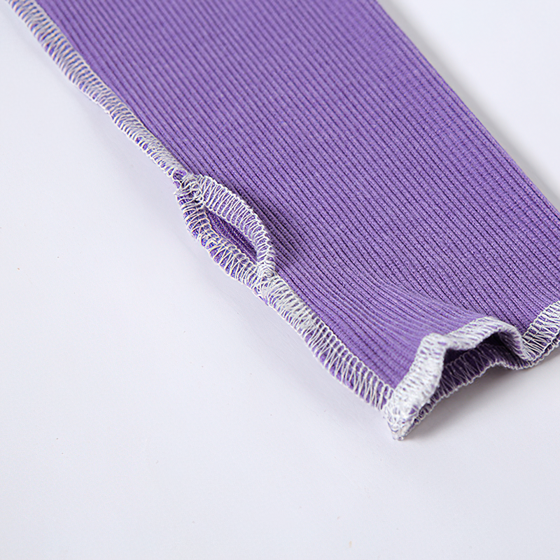 Gothic Style Hollow Out Sleeve Crop Top / Cool Women's Purple Short Tee