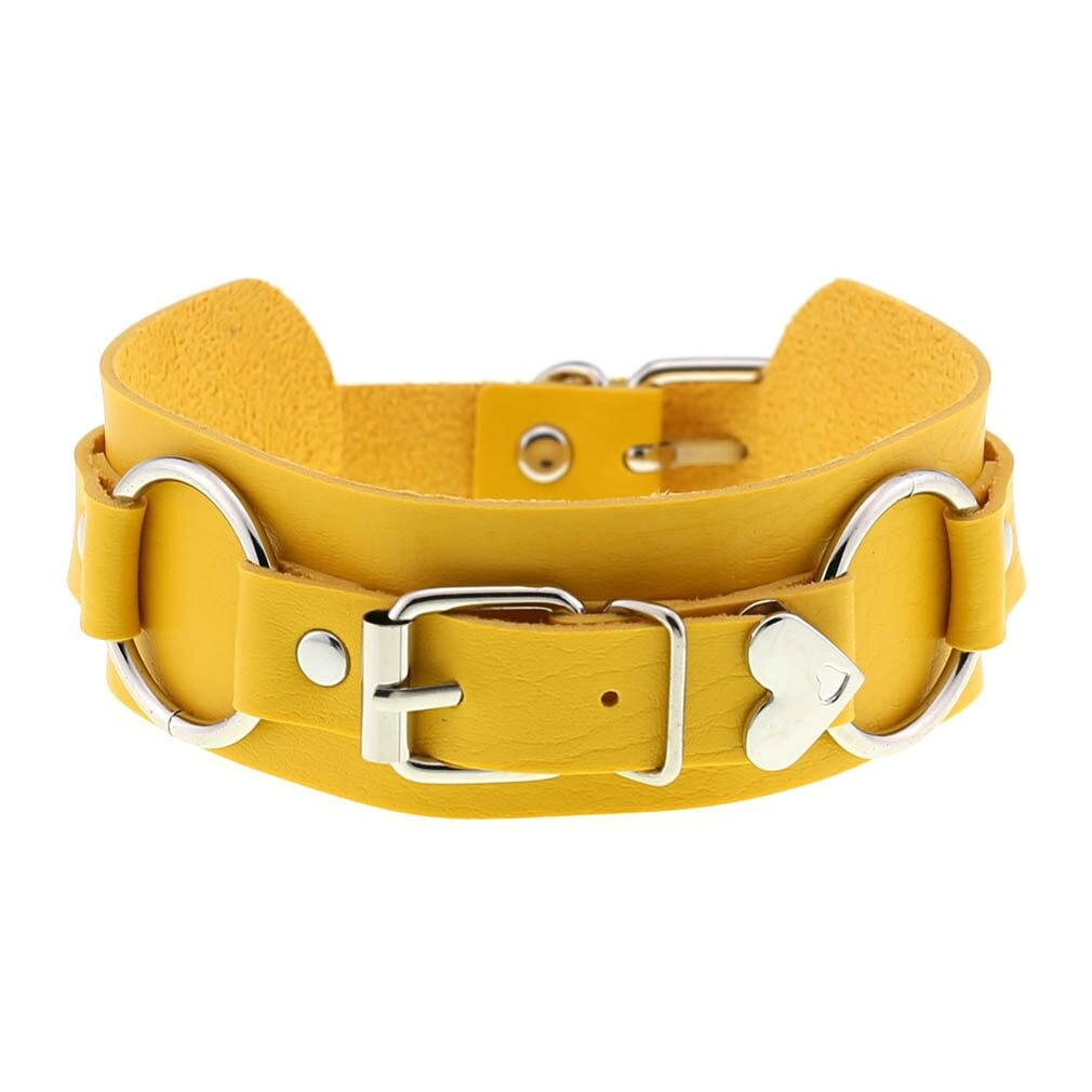 Gothic Style Leather Heart Choker / Necklace Collar For Girls / Ladies Cosplay Accessories