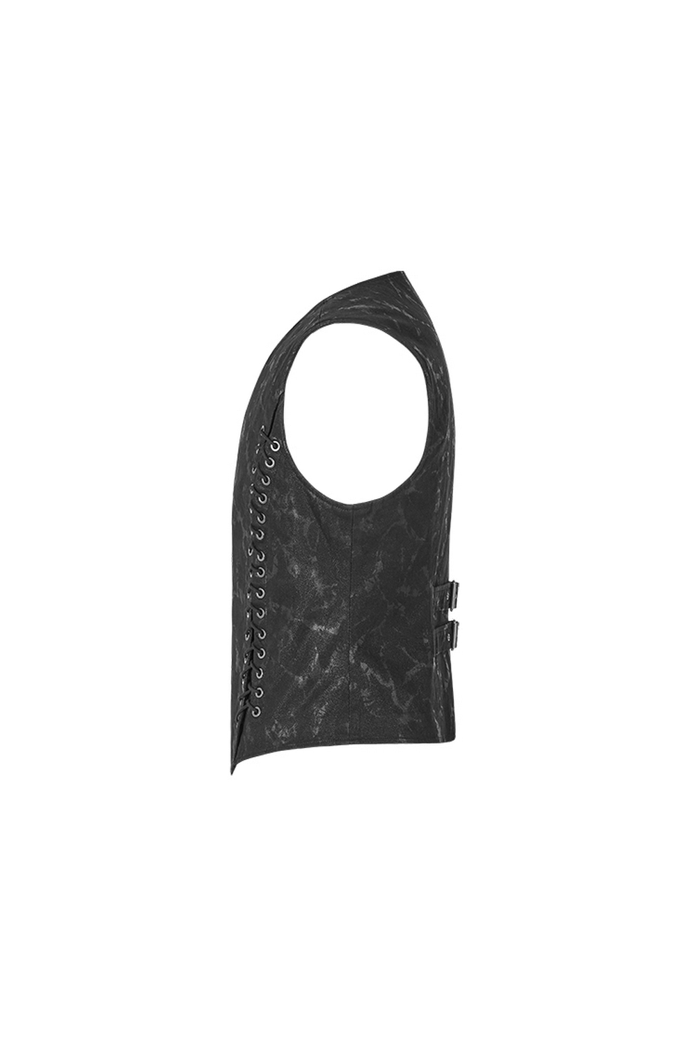Gothic Style Men's Vest with Metal Buckles and Lacing