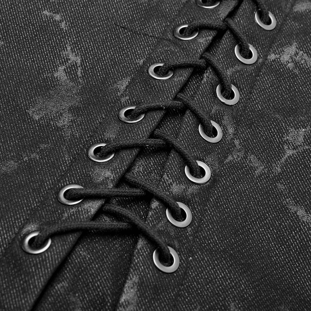 Gothic Style Men's Vest with Metal Buckles and Lacing