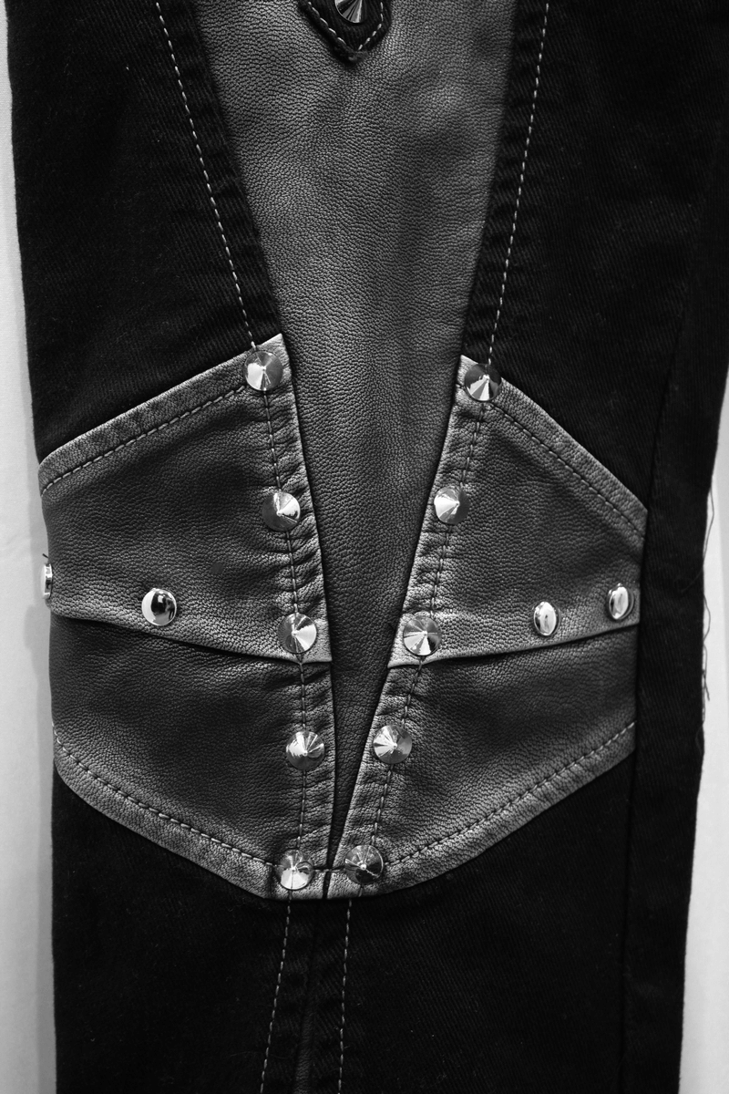 Gothic Style Studded Tight Pants with Pockets / Men's Trousers with Dual Buckle Straps