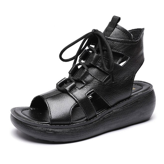 Gothic Style Women's Genuine Leather Sandals / Alternative Style Female Shoes