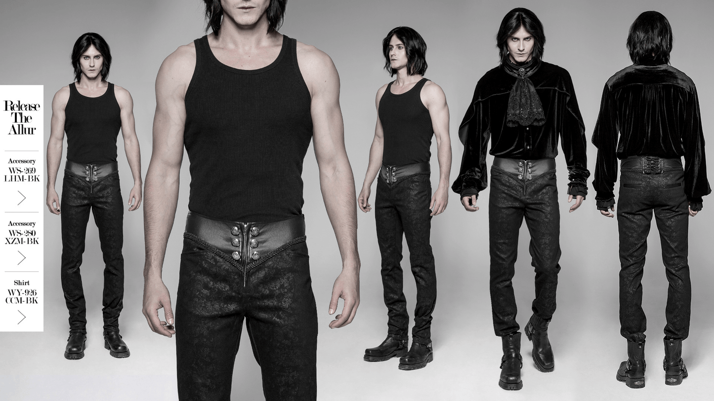 Gothic Stylish Black Lace Up Back Skinny Jeans