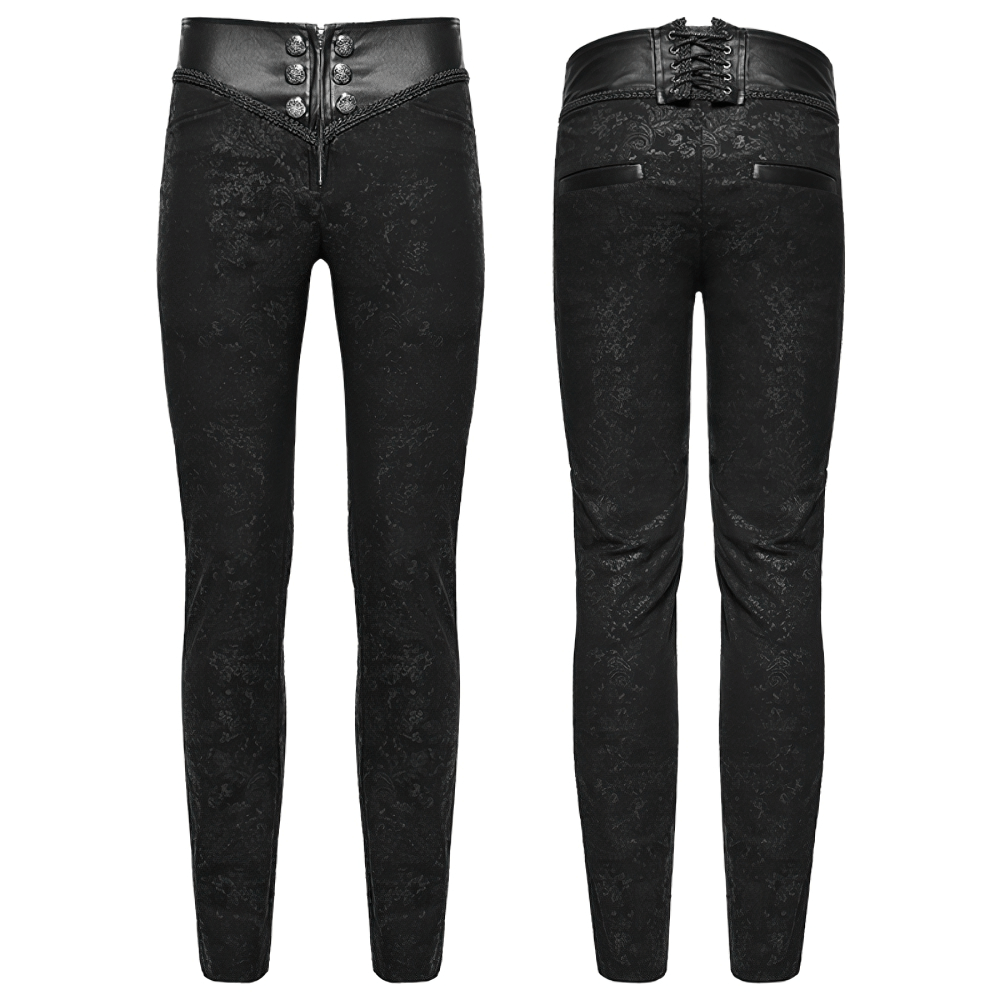 Gothic Stylish Black Lace Up Back Skinny Jeans