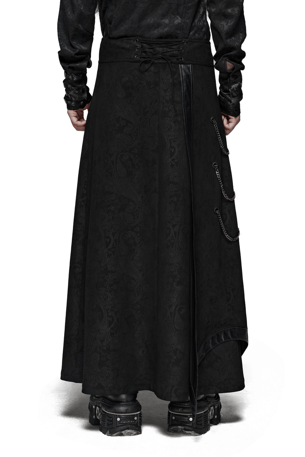 Gothic Suede and Leather Long Overskirt with Chains