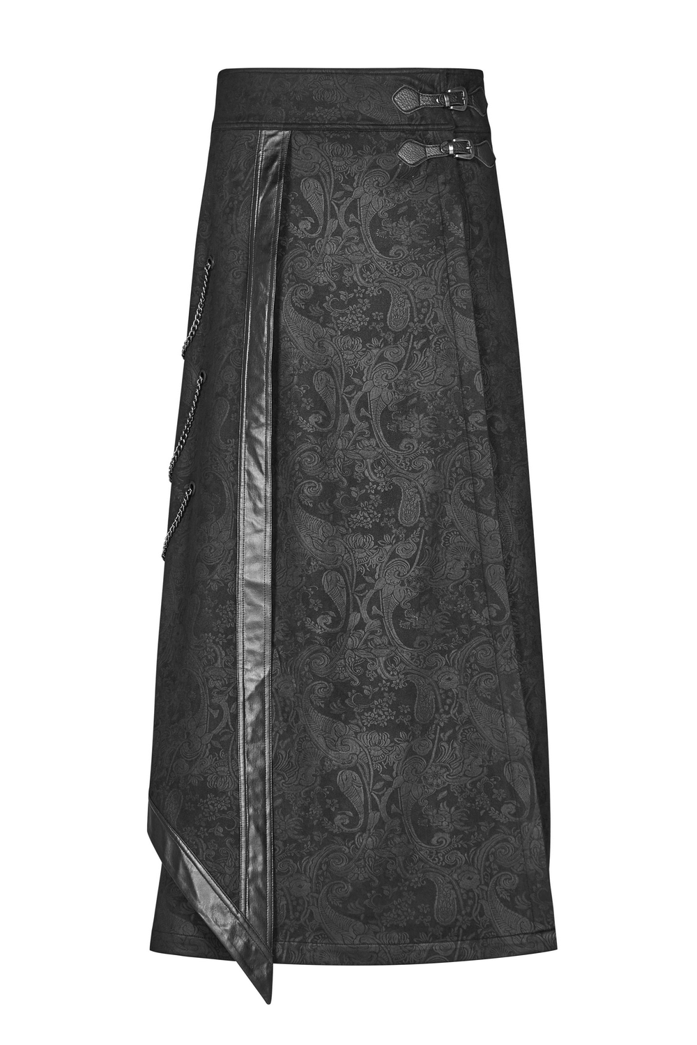 Gothic Suede and Leather Long Overskirt with Chains