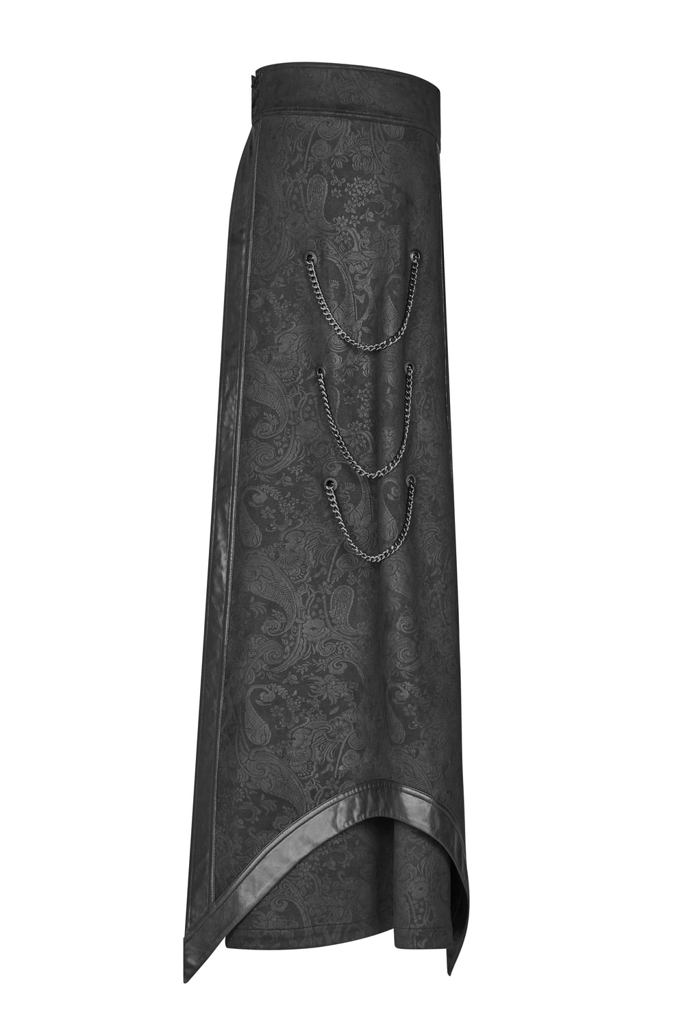 Gothic Suede and Leather Long Overskirt with Chains