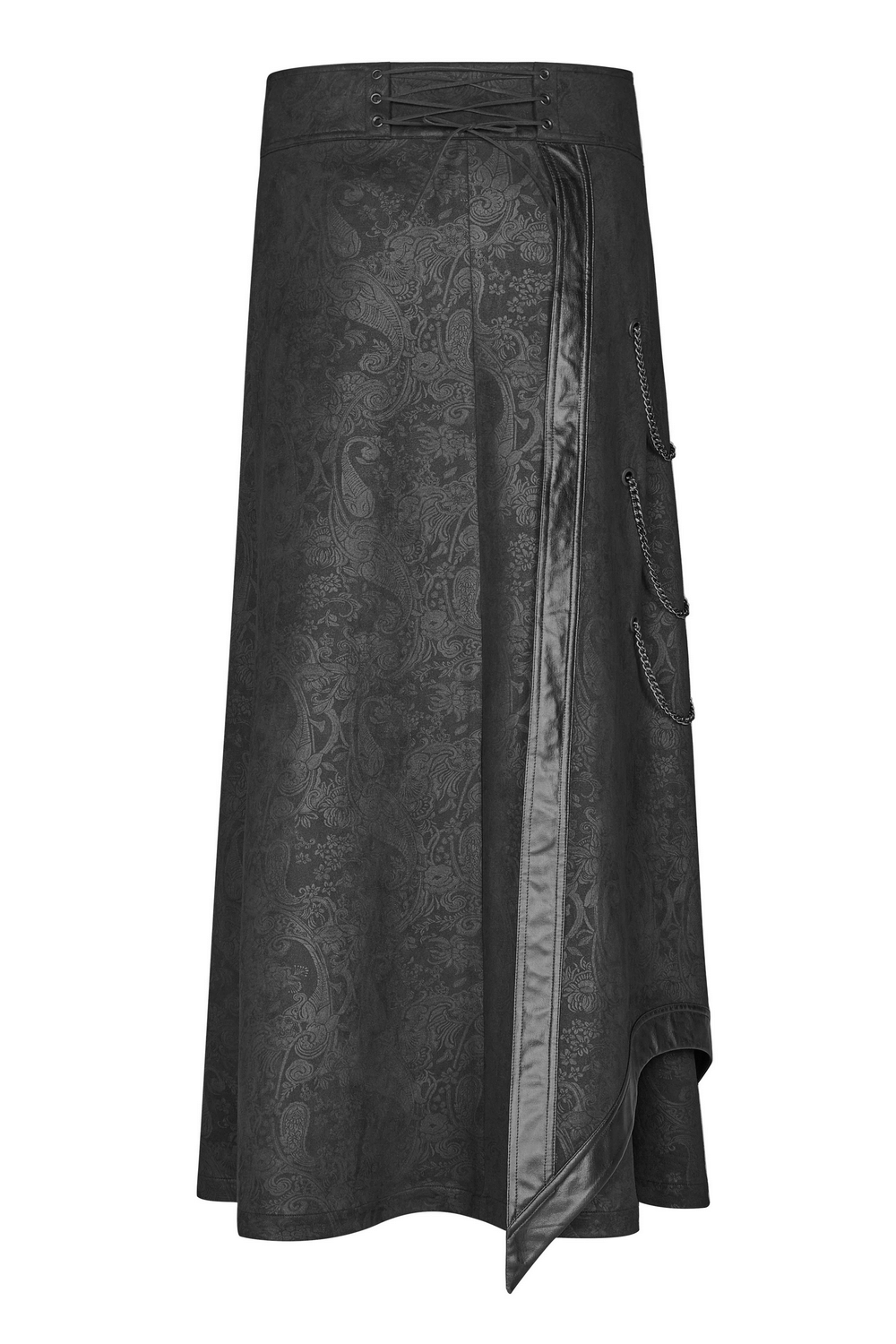 Gothic Suede and Leather Long Overskirt with Chains
