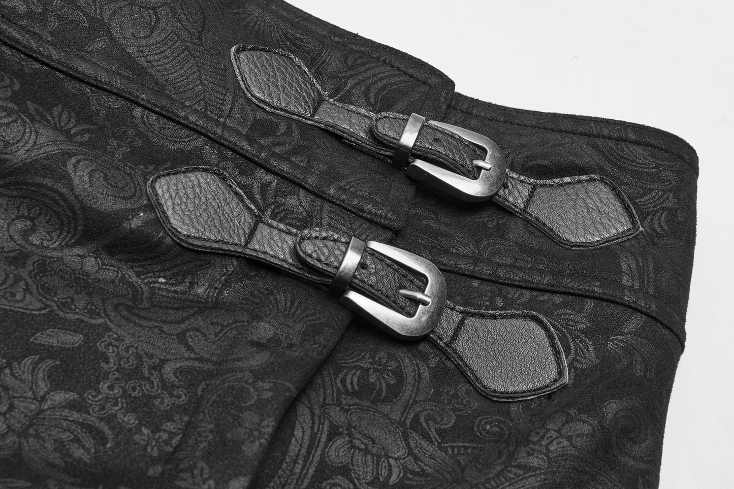 Gothic Suede and Leather Long Overskirt with Chains