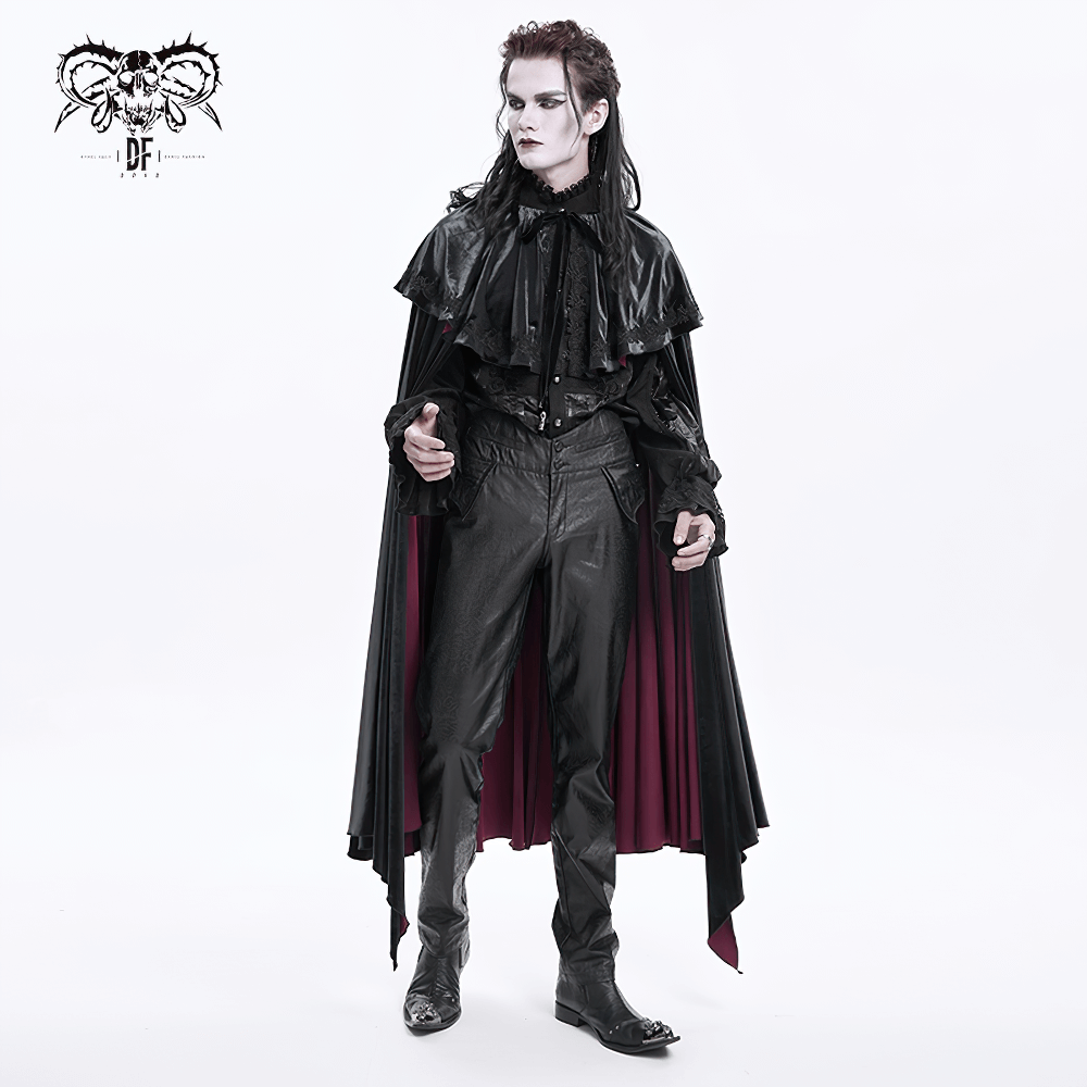 Gothic Synthetic Leather Slim Fit Pants with Buckle Detail