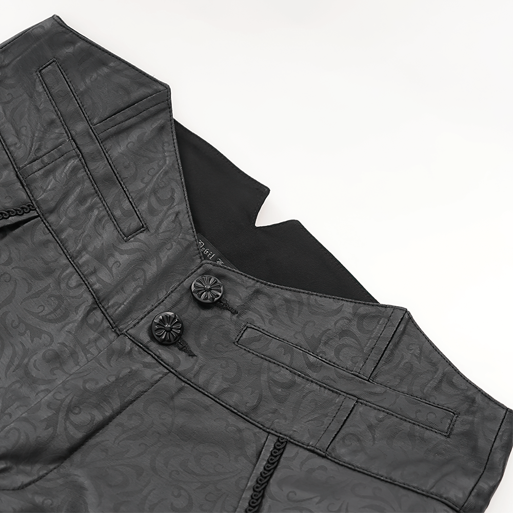 Gothic Synthetic Leather Slim Fit Pants with Buckle Detail