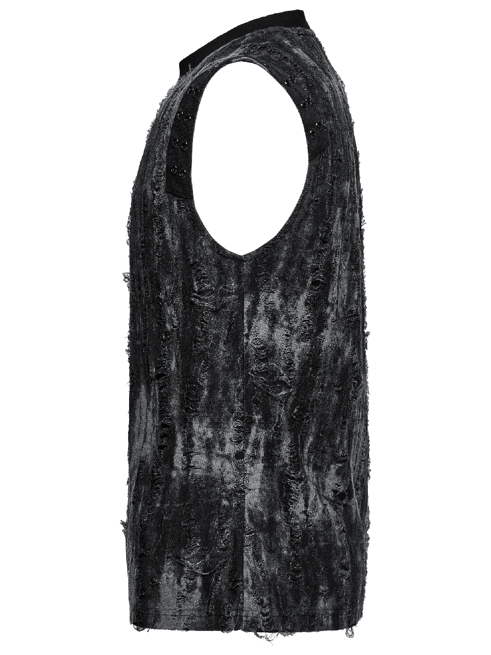 Gothic Tattered Fabric Tank Top with Eyelet Webbing