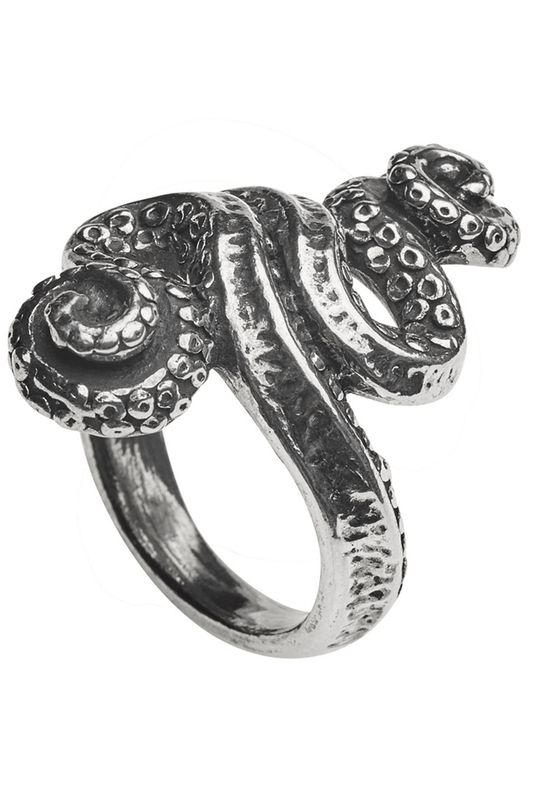 Gothic Tentacle Kraken Ring in Antiqued Pewter