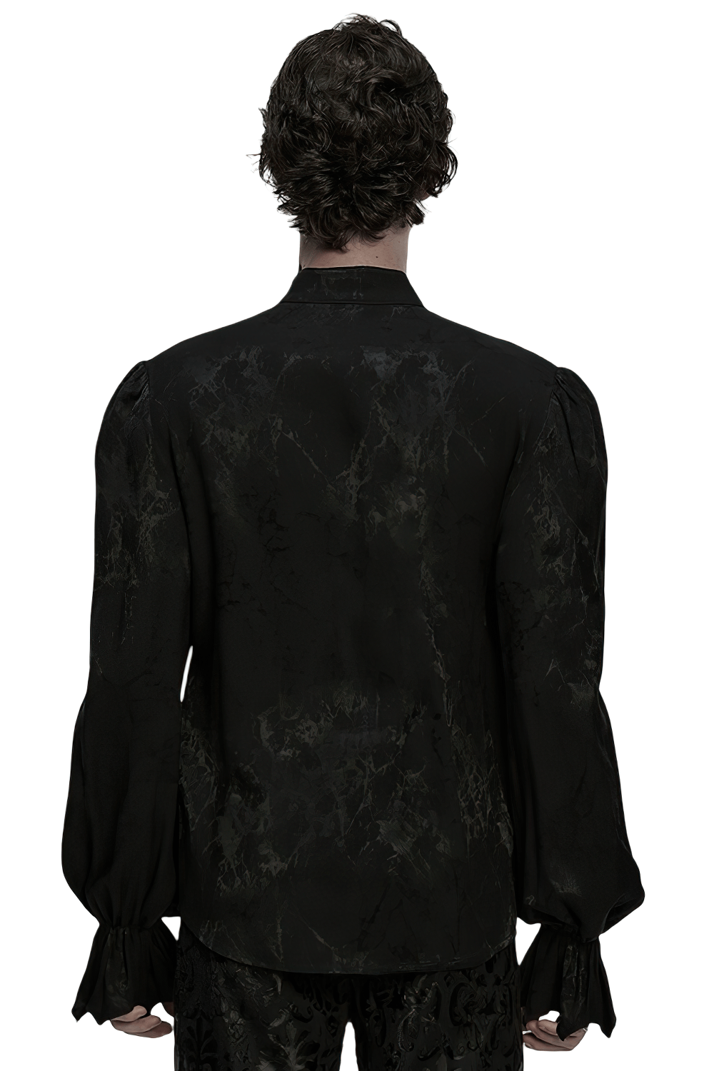 Gothic Textured Long Sleeve Shirt with Irregular Placket