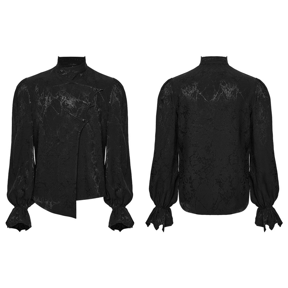 Gothic Textured Long Sleeve Shirt with Irregular Placket