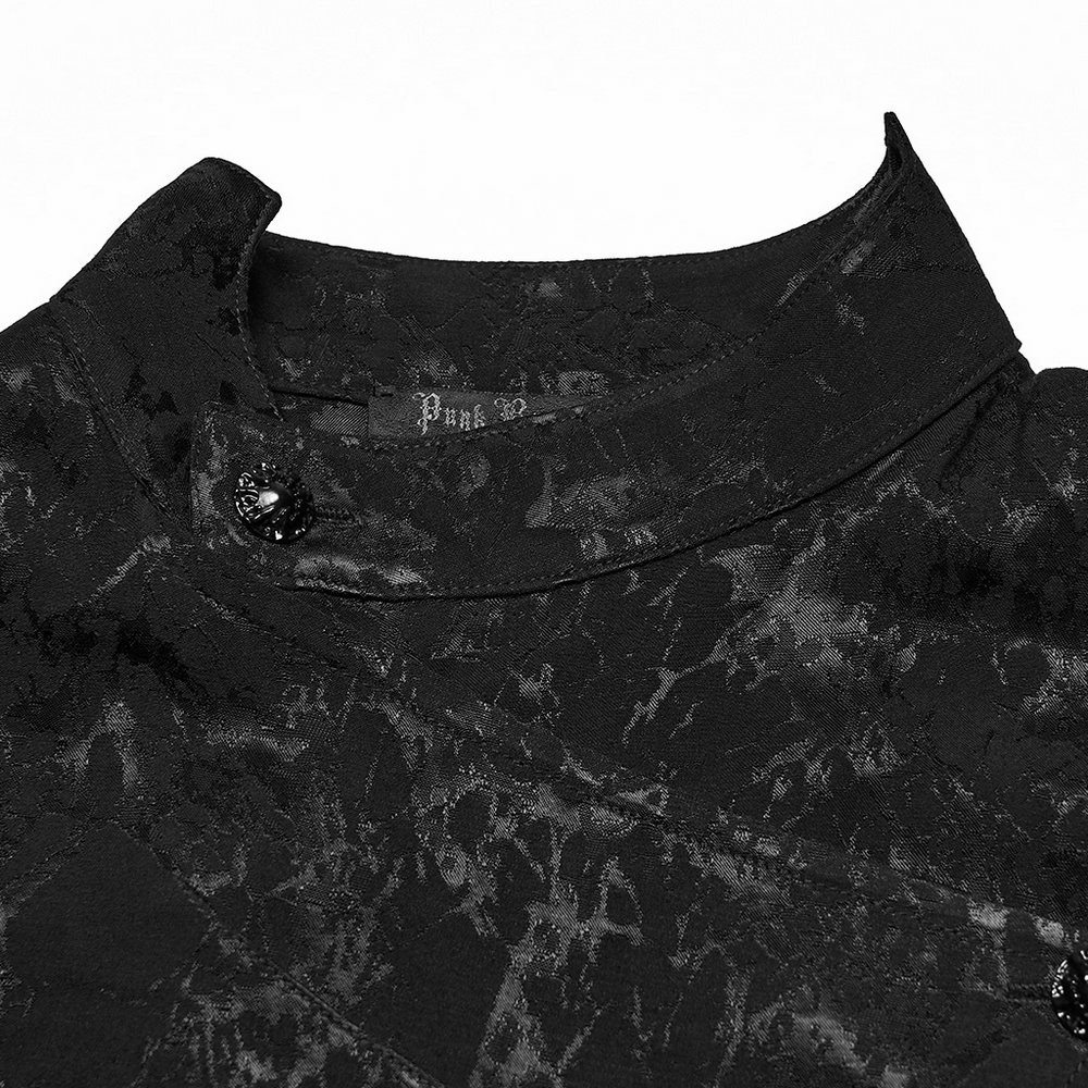 Gothic Textured Long Sleeve Shirt with Irregular Placket