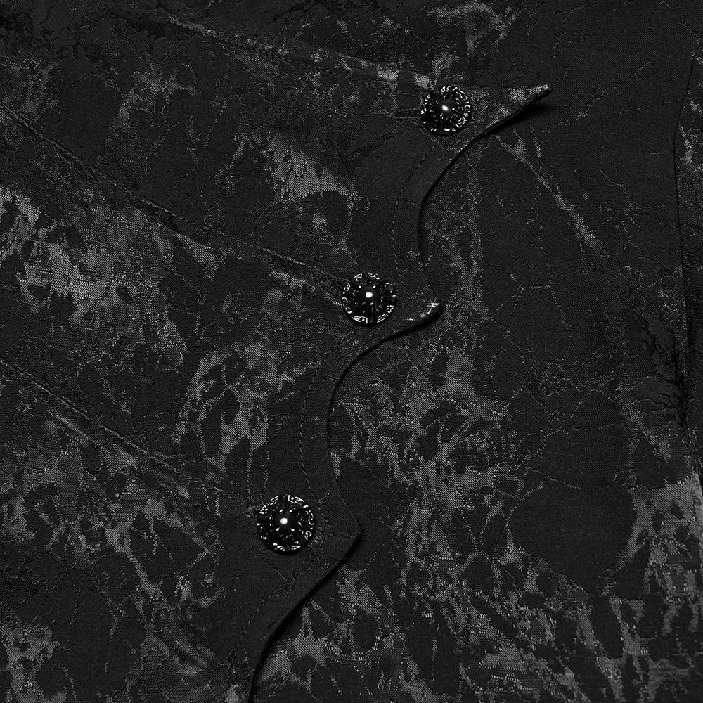 Gothic Textured Long Sleeve Shirt with Irregular Placket