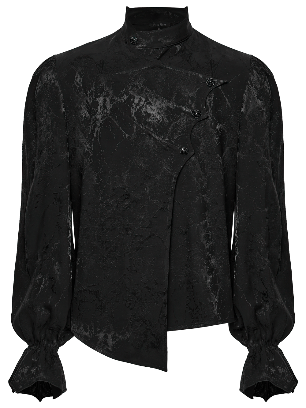 Gothic Textured Long Sleeve Shirt with Irregular Placket