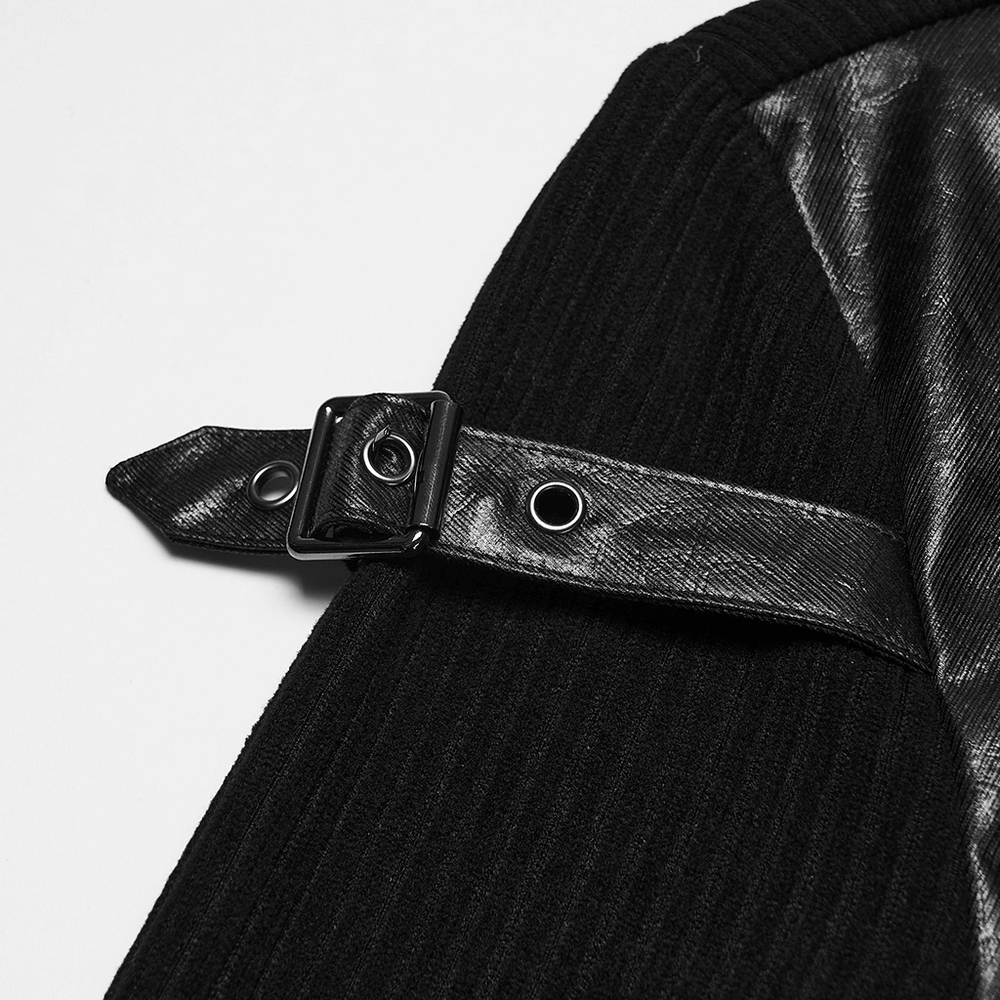 Gothic Top with Leather-Like Panels And Lacing Details