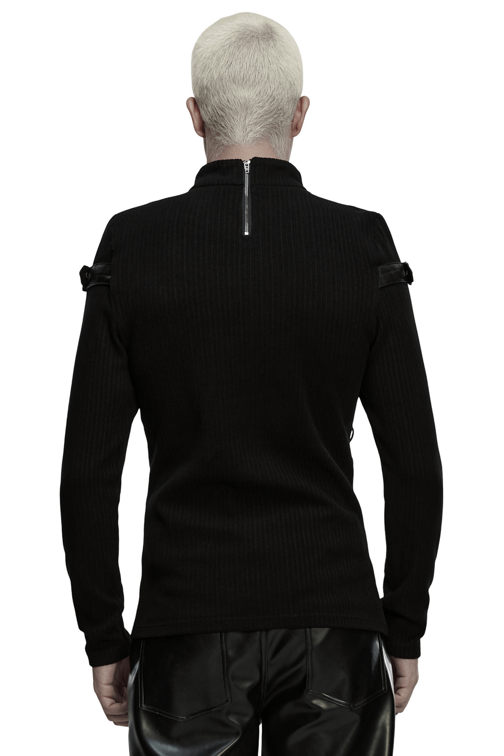 Gothic Top with Leather-Like Panels And Lacing Details